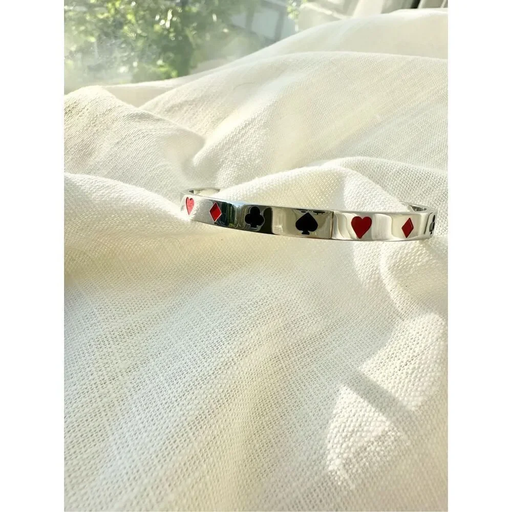 Silver color poker face bangle bracelet